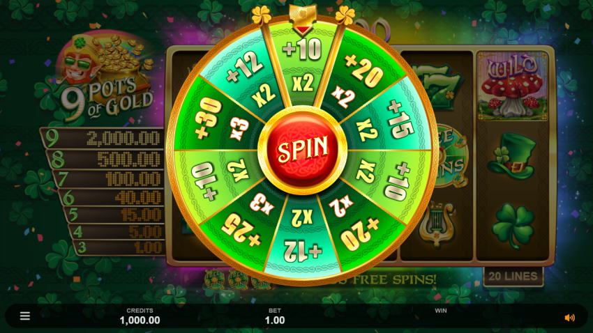 9 pots of gold bonus wheel