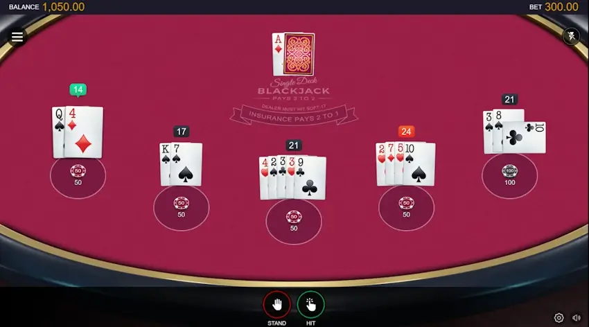 single deck blackjack screenshot