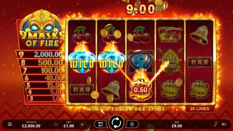 9 masks of fire slot screenshot